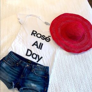 WILDFOX COUTURE ROSÉ ALL DAY WHITE TEE - SMALL